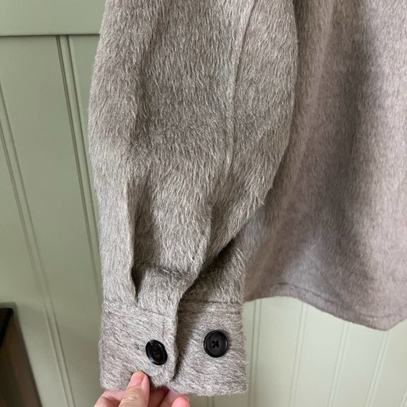 Hare Brown Patch Pocket Oversized Shaggy Teddy Shacket - Picture 10 of 10